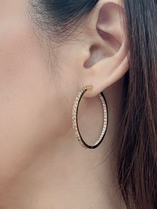 38mm Champagne & White Diamond Inside Out Hoops