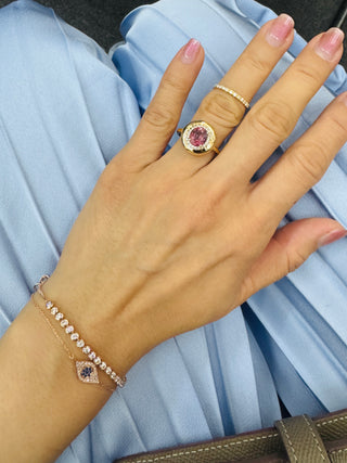 Button Padparadscha Sapphire & Diamond Ring