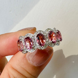 Pink Tourmaline & Diamond Ring Set