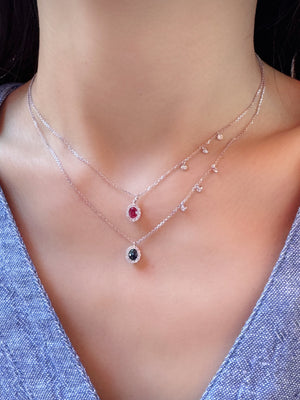 Ripple Ruby/ Sapphire & Diamond Necklace