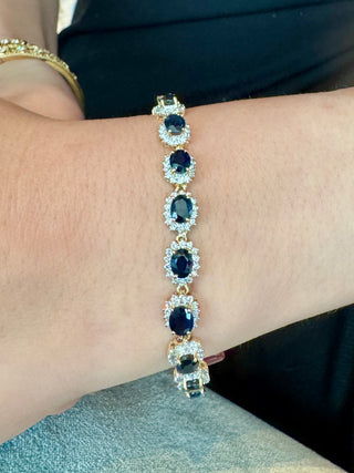 10ct Sapphire and Diamond Halo Tennis Bracelet