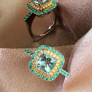 Aquamarine & Paraiba Tourmaline Mother's Ring