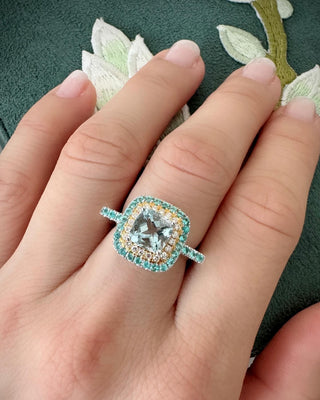 Aquamarine & Paraiba Tourmaline Mother's Ring