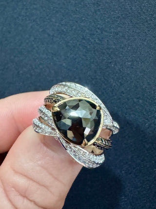 Rose Cut Black Diamond Multi Row Diamond Ring