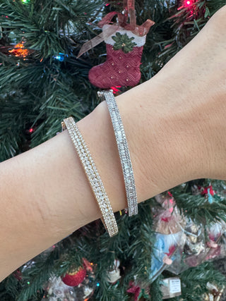 5mm Triple Row Diamond Bangle Bracelet