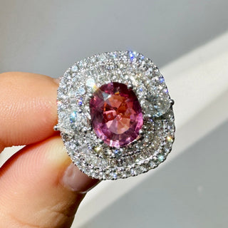 Pink Tourmaline & Diamond Ring Set