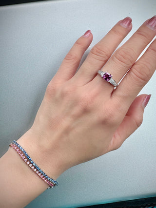 Vivid Purple Sapphire Micro Pave Diamond Ring