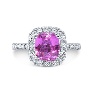 Cushion Pink Sapphire & Diamond Halo Ring