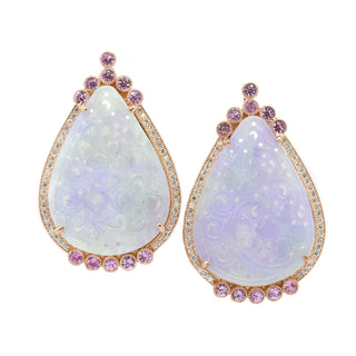 Starry Diamond Earrings & Detachable Lavender Jade Drops