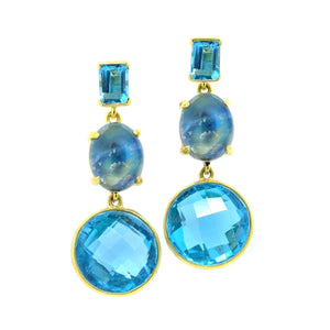 Ocean Blue Topaz & Moonstone Earrings