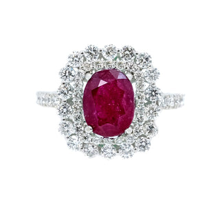 Lacy Double Halo Ruby & Diamond Ring
