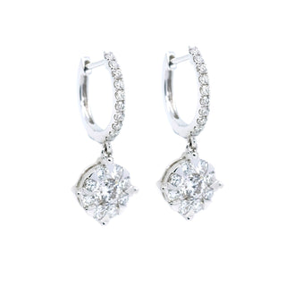 Illusion Set 8mm Round Diamond Drop Earrings