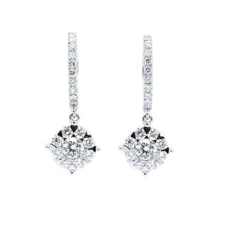 Illusion Set 8mm Round Diamond Drop Earrings