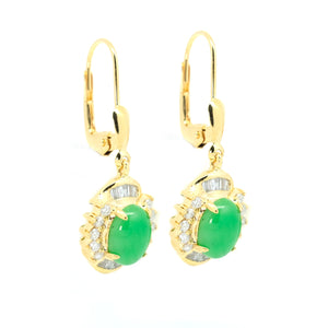 Victorian Style Jade & Diamond Drop Earrings