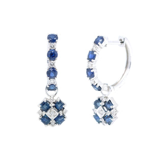 Sapphire & Diamond Mosaic Drop Earrings