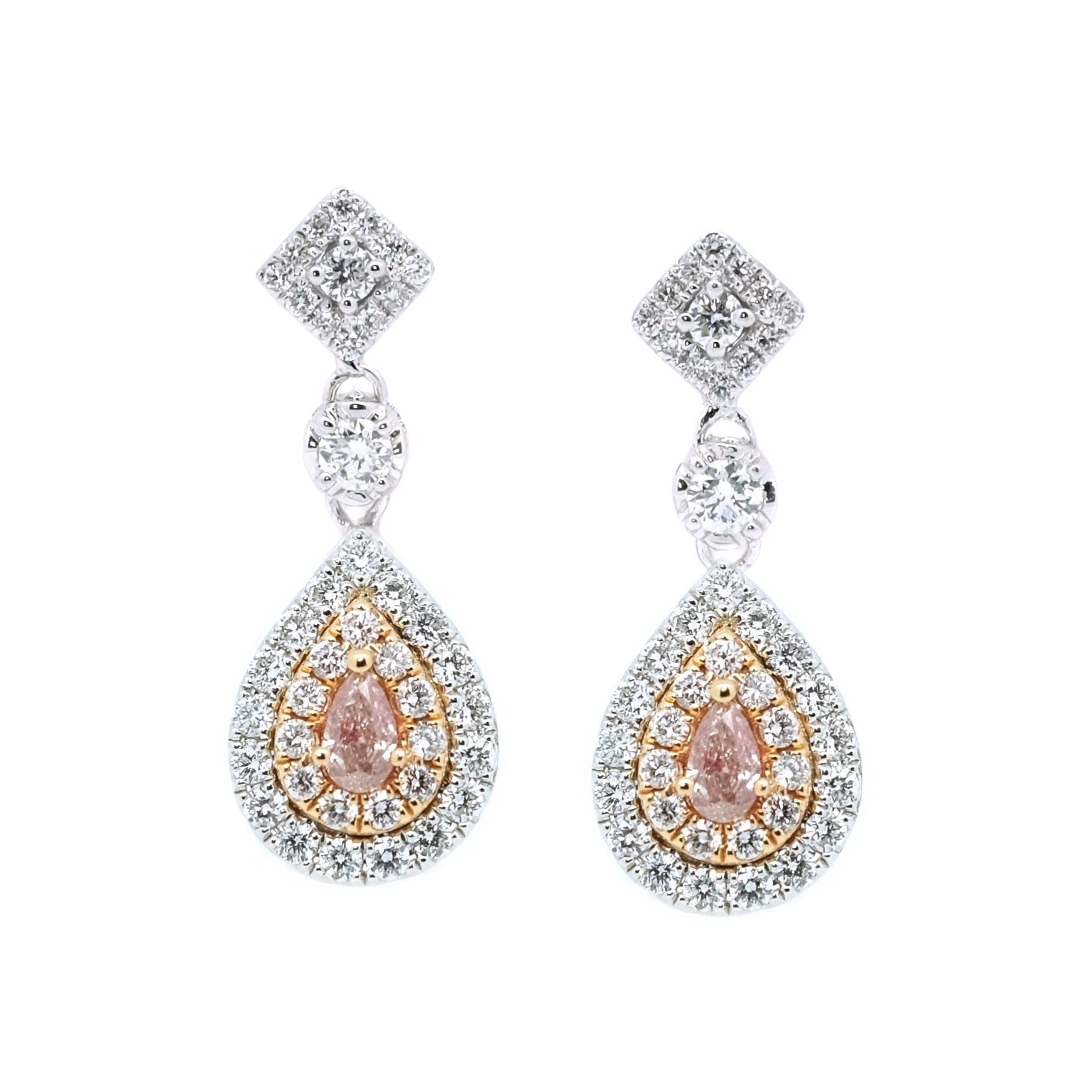 American Diamond Loop Earrings with Pink Crystals - Gift for Girlfriend or  Wife - Pretty in Pink Dangler Earrings by Blingvine
