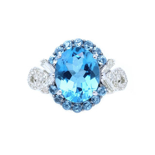 Mermaid Blue Topaz & Diamond Ring