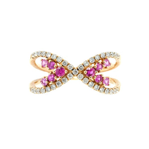 Pink Sapphire & Diamond X Ring