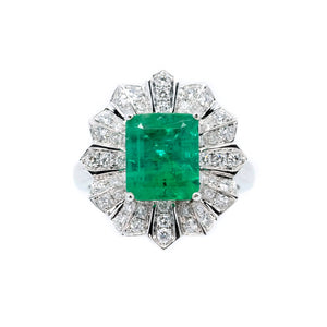 Gatsby Emerald Cut Emerald & Diamond Ring/ Pendant