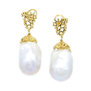 Sea Fan Baroque Pearl Drop Earrings