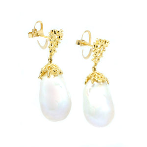 Sea Fan Baroque Pearl Drop Earrings