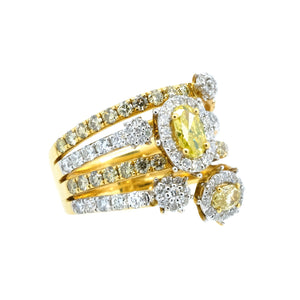 Galaxy 4 Rows Yellow & White Diamond Ring