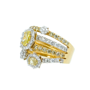 Galaxy 4 Rows Yellow & White Diamond Ring