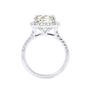 Round Kunzite & Diamond Halo Ring