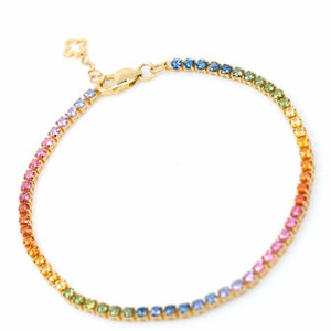 2mm Gradient Rainbow Sapphire Bracelet