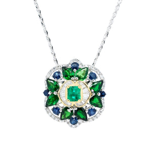 Kaleido Emerald, Tsavorite, Sapphire & Diamond Pendant/ Ring