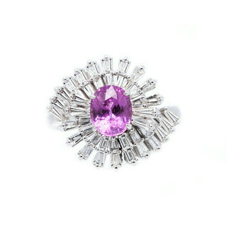 Sunburst Pink Sapphire & Diamond Ring