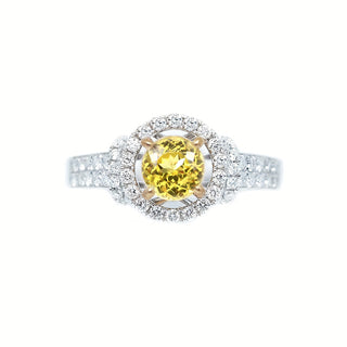 Canary Yellow Sapphire & Diamond Halo Ring