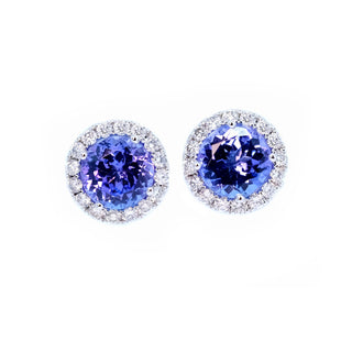 Classic Tanzanite & Diamond Halo Studs