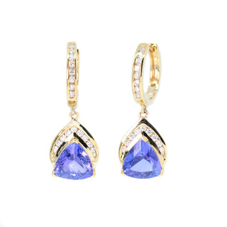 Trillion Cut Tanzanite & Diamond Earrings