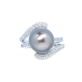 Wave Black South Sea Pearl & Diamond Ring