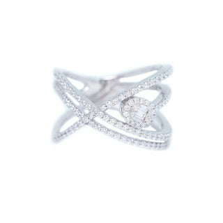 Multi Band Criss Cross Diamond Ring