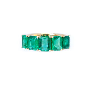 5 Stones Emerald Cut Emerald Anniversary Band