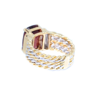 Cable Two Tone Cushion Garnet Ring