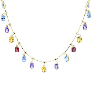 Multi-Sapphire Drop Station Necklace