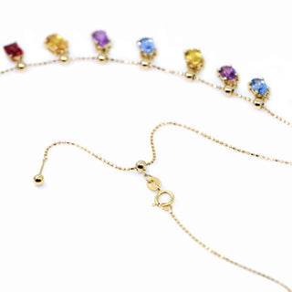 Multi-Sapphire Drop Station Necklace