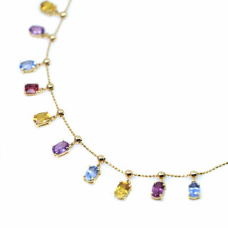 Multi-Sapphire Drop Station Necklace