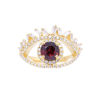 Evil Eye Garnet & Diamond Ring