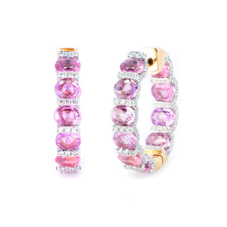 Pink Sapphire & Diamond Inside Out Hoops