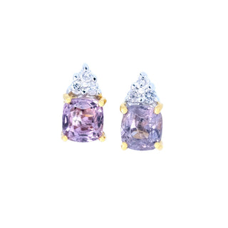 Lavender Spinel & Diamond Stud Earrings