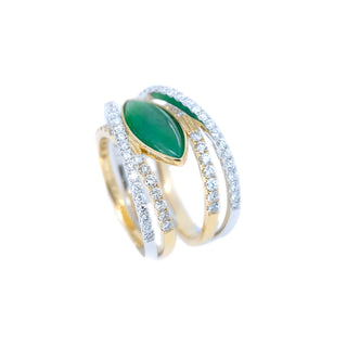 East West Criss Cross Jade & Diamond Ring