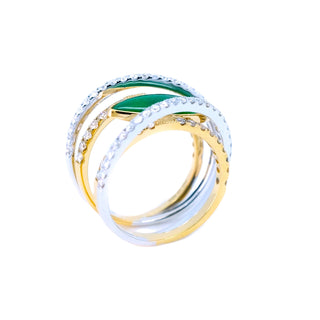 East West Criss Cross Jade & Diamond Ring