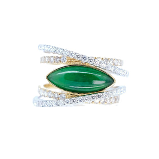 East West Criss Cross Jade & Diamond Ring