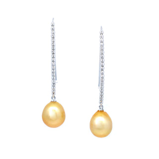 Long Wire Golden South Sea Pearl Earrings