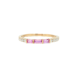 2mm Baguette Pink Sapphire & Diamond Band