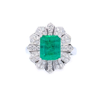 Gatsby Emerald Cut Emerald & Diamond Ring/ Pendant